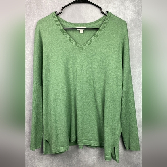 J Jill Sweater Womens Large Seafoam Green Wool Silk Blend Boxy Oversized Size XL - Picture 1 of 5